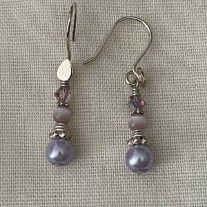 Elegant Silver and Purple Dangle Earrings